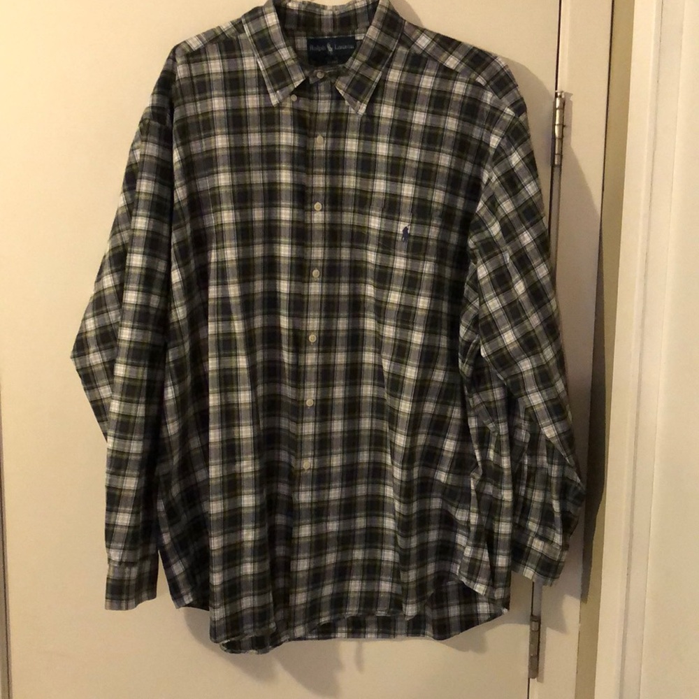 Classic Ralph Lauren long sleeve plaid button.